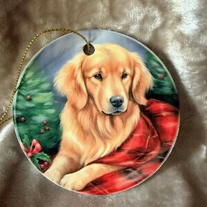 Ceramic Christmas Ornament - Watercolor Golden Retriever